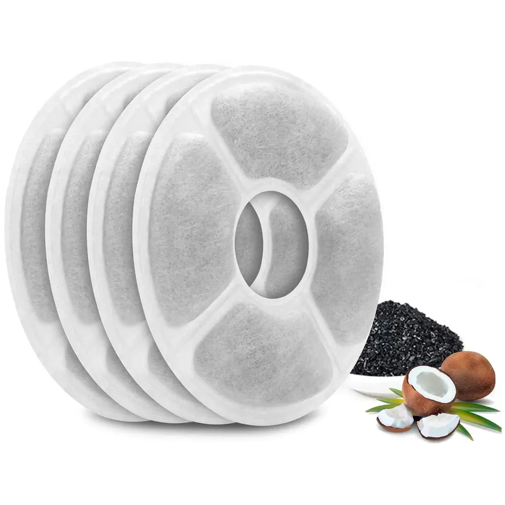 4 Pc Carbon Filters for Pet Fountain - Filters for Water Fountain Compatible for Cats and Dogs.