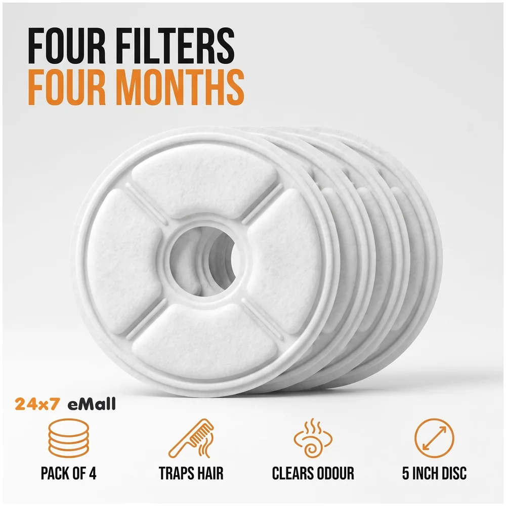 8 Pcs (2 x 4) Carbon Pet Fountain Filters 5 x 0.4 Inch Cat Dog
