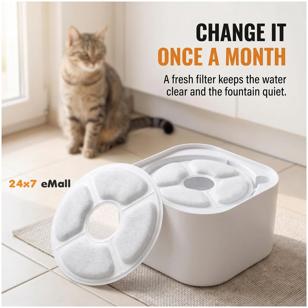 8 Pcs (2 x 4) Carbon Pet Fountain Filters 5 x 0.4 Inch Cat Dog