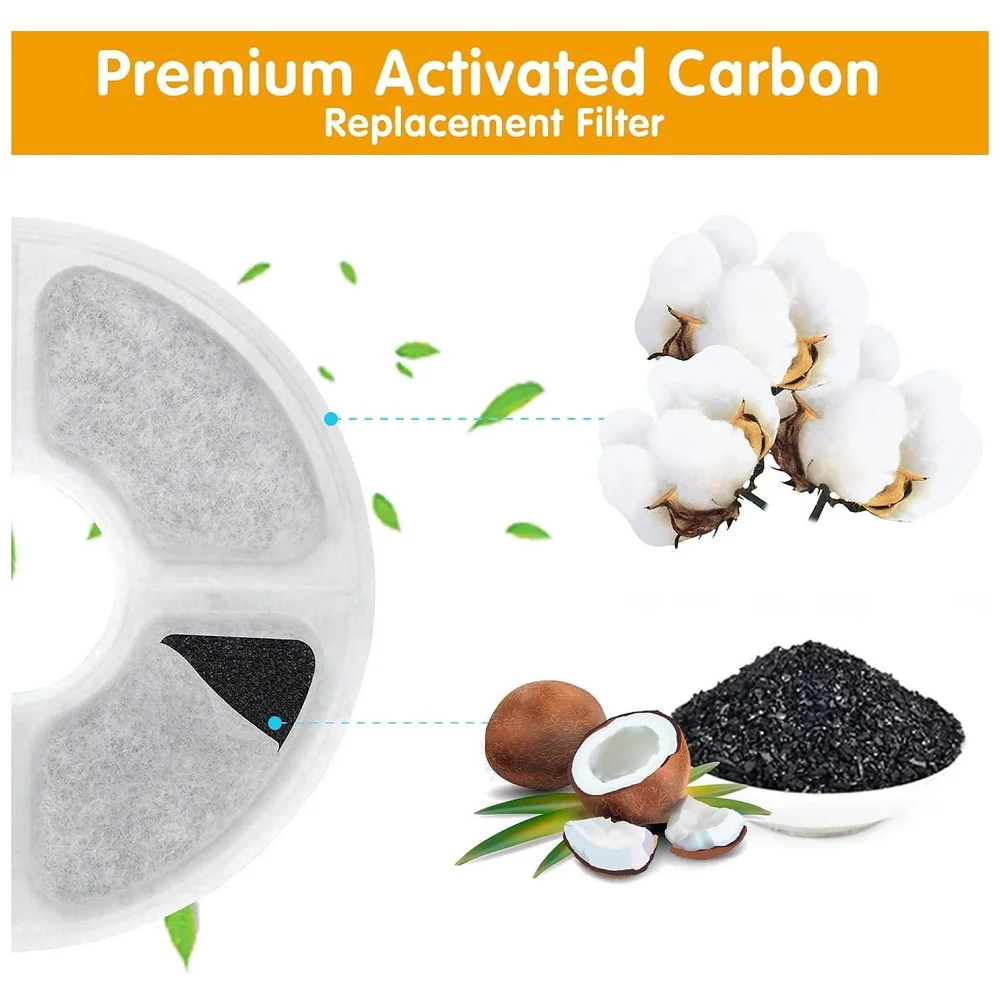 8 Pcs (2 x 4) Carbon Pet Fountain Filters 5 x 0.4 Inch Cat Dog