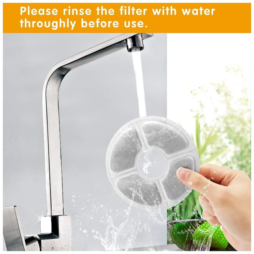 8 Pcs (2 x 4) Carbon Pet Fountain Filters 5 x 0.4 Inch Cat Dog