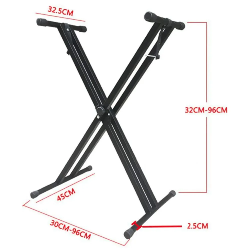 Piano Stand, Double-X, Adjustable Piano Keyboard Stand with Locking Straps. Anti-Slip Stable Feet, Keyboard Holder Portable.