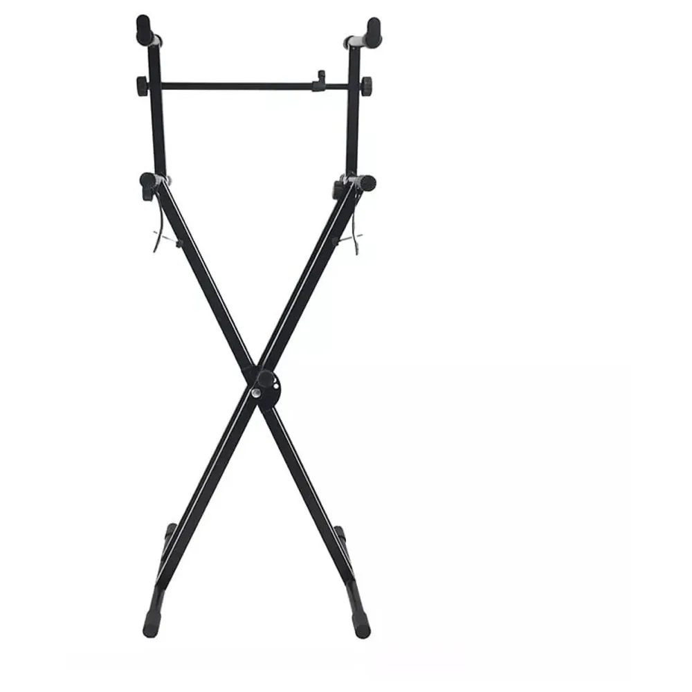 Dual Double-X, Adjustable Piano Keyboard Stand with Locking Straps. Anti-Slip Stable Feet, Keyboard Holder Portable. 2 keyboards in 1 Stand
