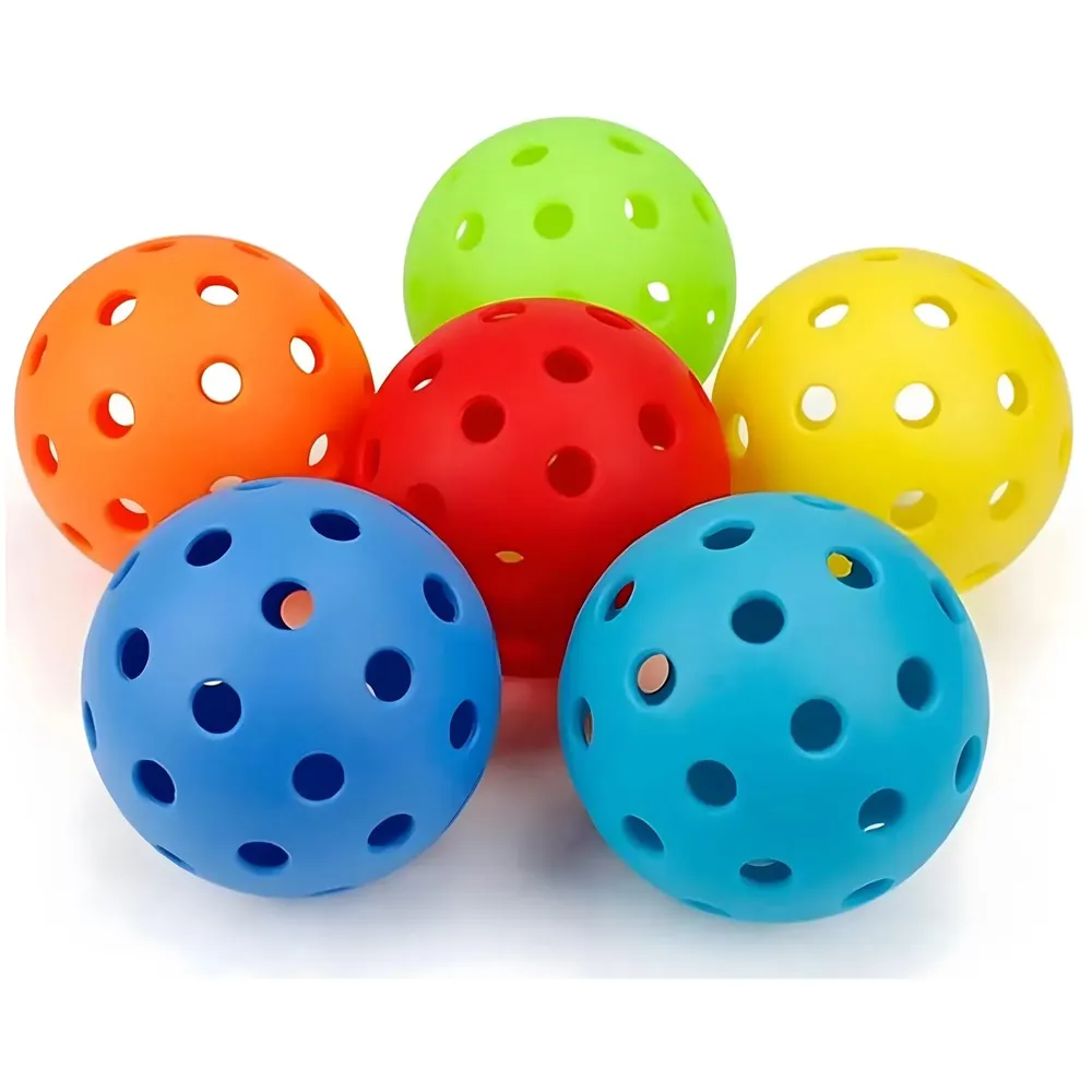 6 Pcs Pickleball Ball, 40 Holes, 9 cm Standard Diameter, Indoor Outdoor Practice Light Material Good Bounce, Colour May Vary.