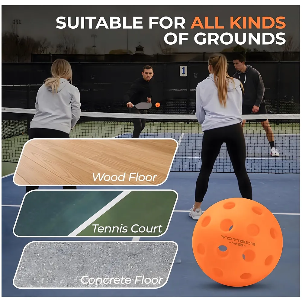 6 Pcs Pickleball Ball, 40 Holes, 9 cm Standard Diameter, Indoor Outdoor Practice Light Material Good Bounce, Colour May Vary.