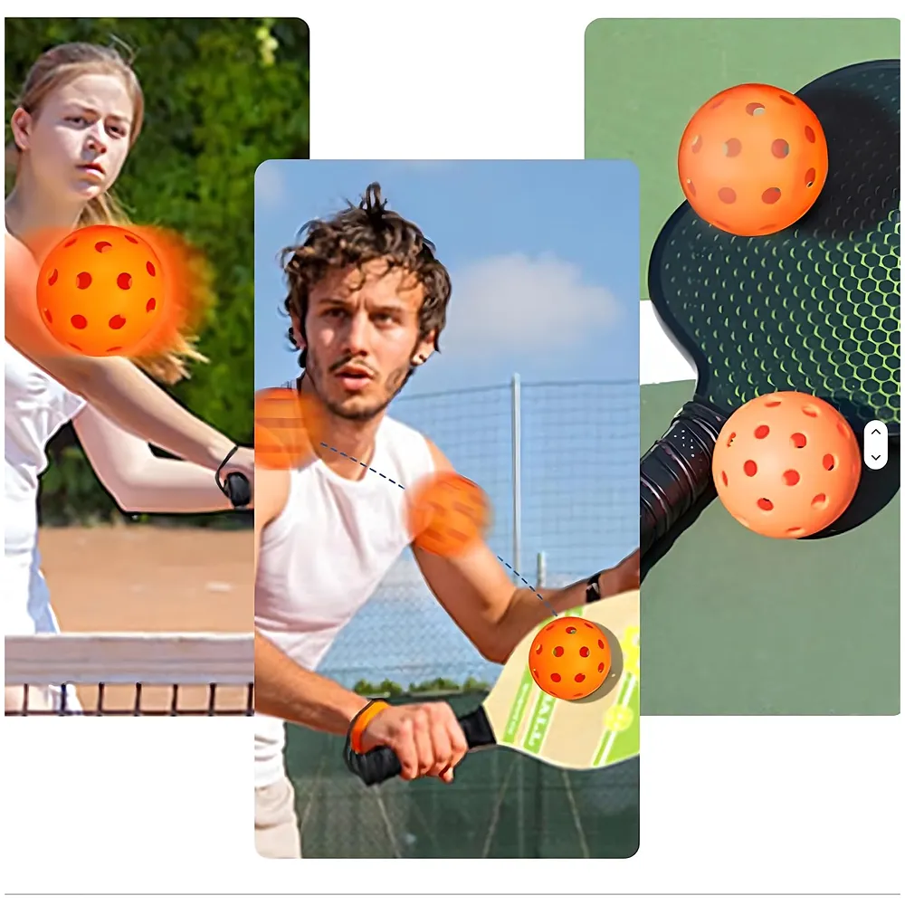 6 Pcs Pickleball Ball, 40 Holes, 9 cm Standard Diameter, Indoor Outdoor Practice Light Material Good Bounce, Colour May Vary.