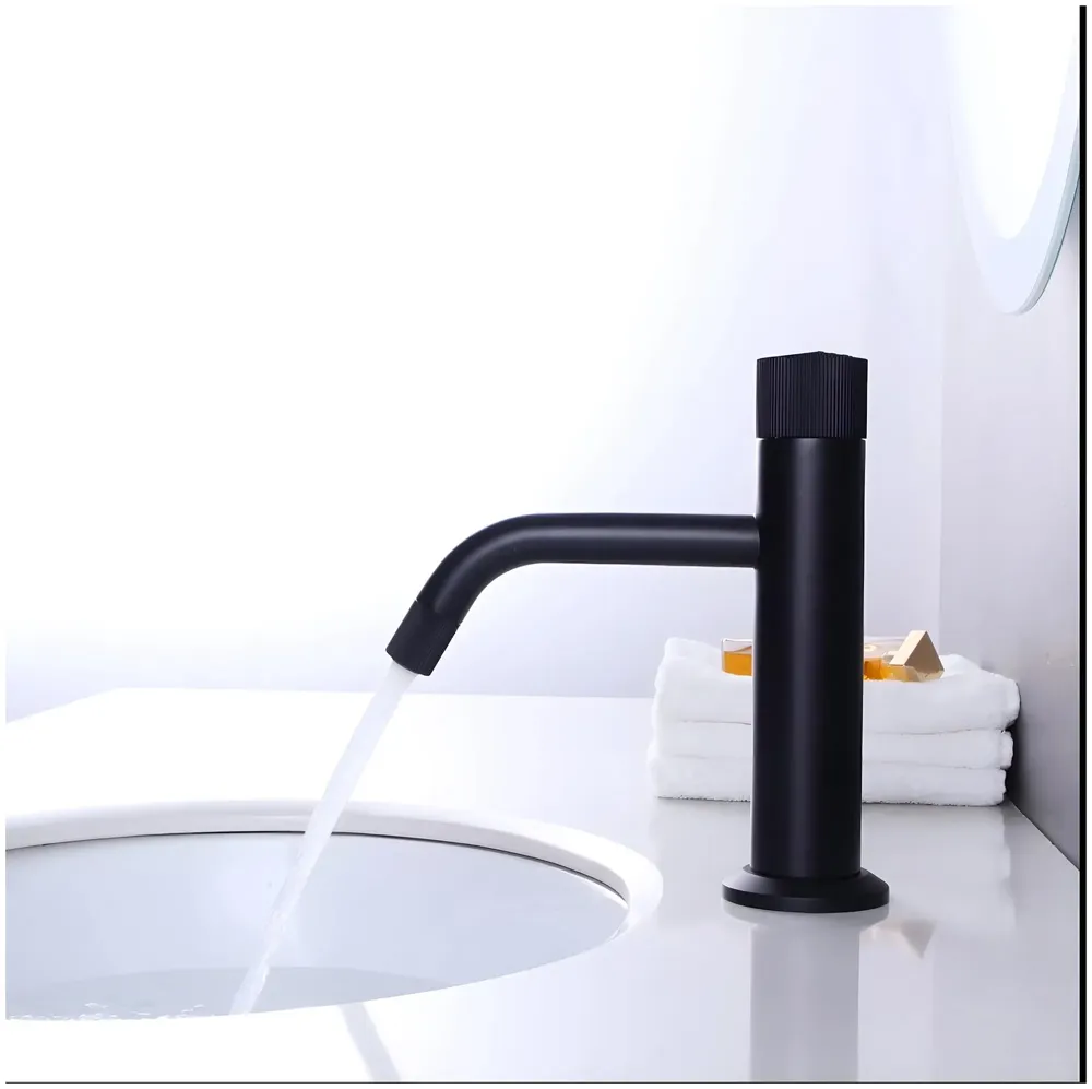 Black Faucet Pillar Cock Tap Single Knob, SS Material, for Wash Basin Bathroom 7 Inches Height Cold Water Only