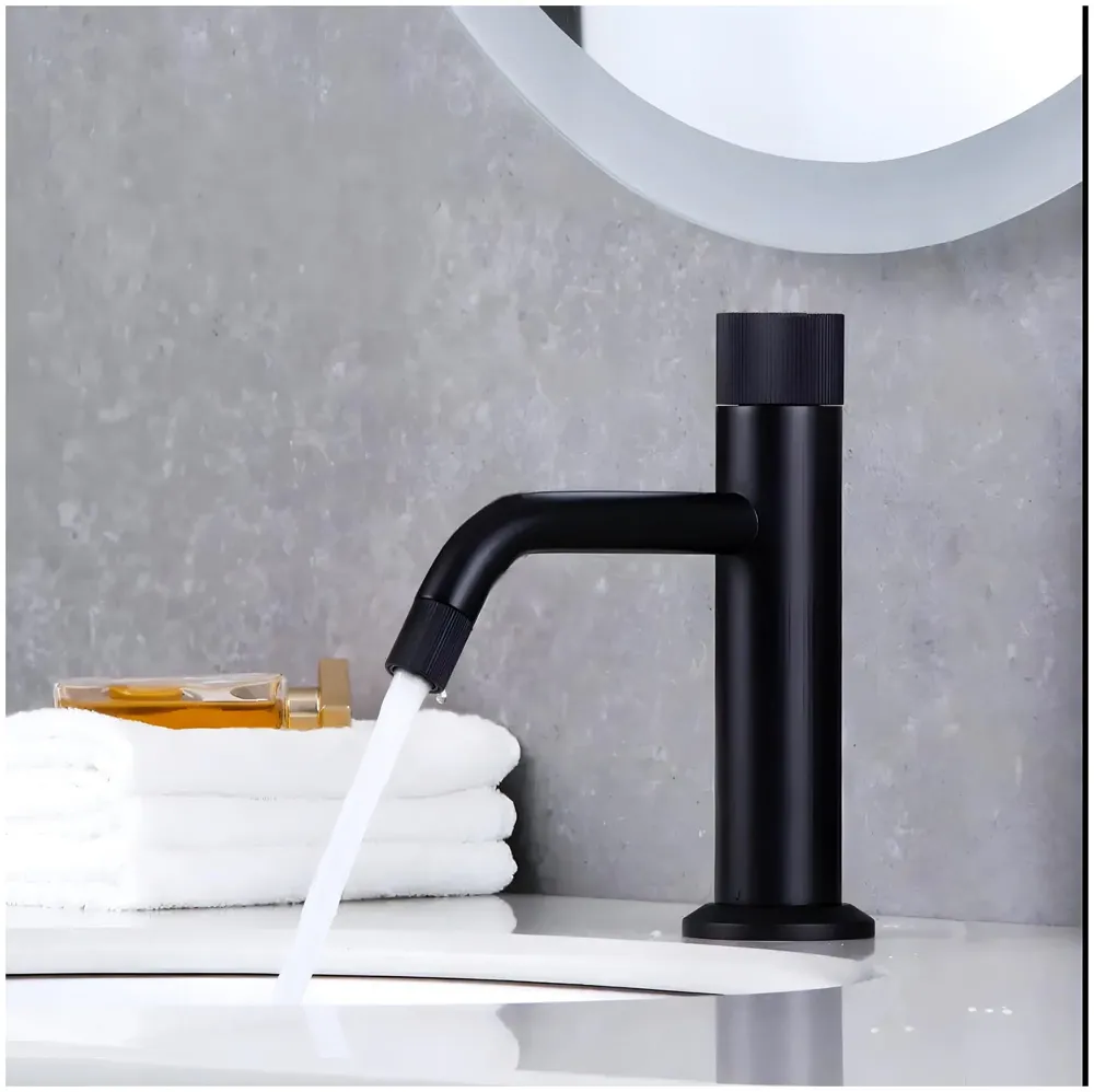 Black Faucet Pillar Cock Tap Single Knob, SS Material, for Wash Basin Bathroom 7 Inches Height Cold Water Only