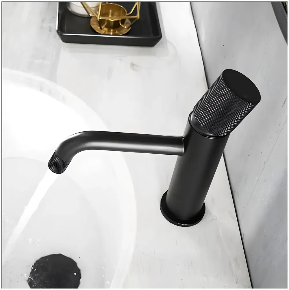 Black Faucet Pillar Cock Tap Single Knob, SS Material, for Wash Basin Bathroom 7 Inches Height Cold Water Only