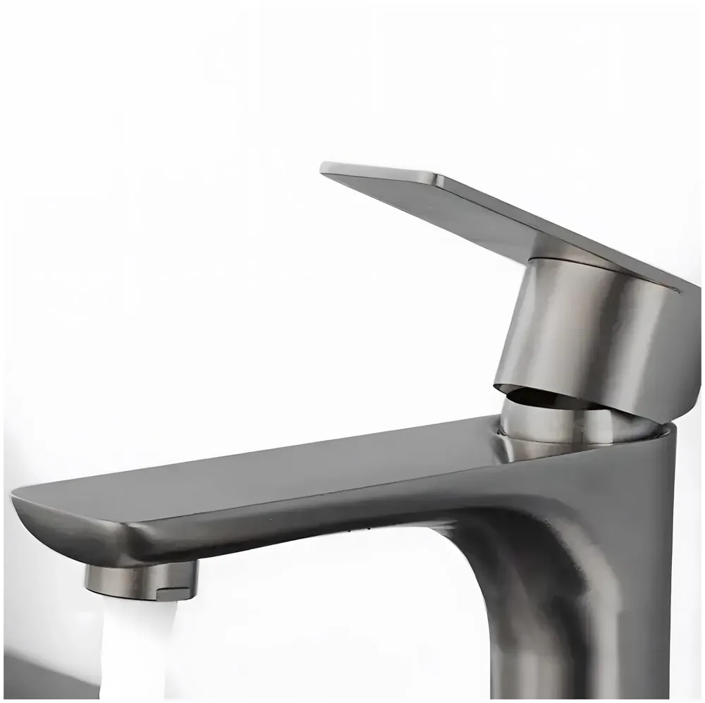 Dark Grey Faucet Pillar Cock Tap Single Knob, SS 304 Material, for Wash Basin Bathroom 8 Inches Height Cold Water Only - 20cm Height - 6