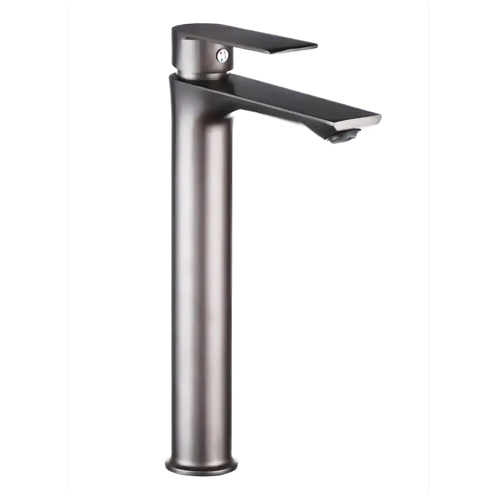 Dark Grey Faucet Tall Pillar Cock Tap Single Knob, SS 304 Material, for Wash Basin Bathroom 12 Inches Height Cold Water Only - 30cm Height