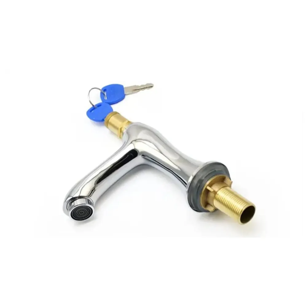 Tap With Lock and Key, 1/2" Thread Water Pillar Cock, Lockable Faucet for Outdoor Garden, Brass Water Tap