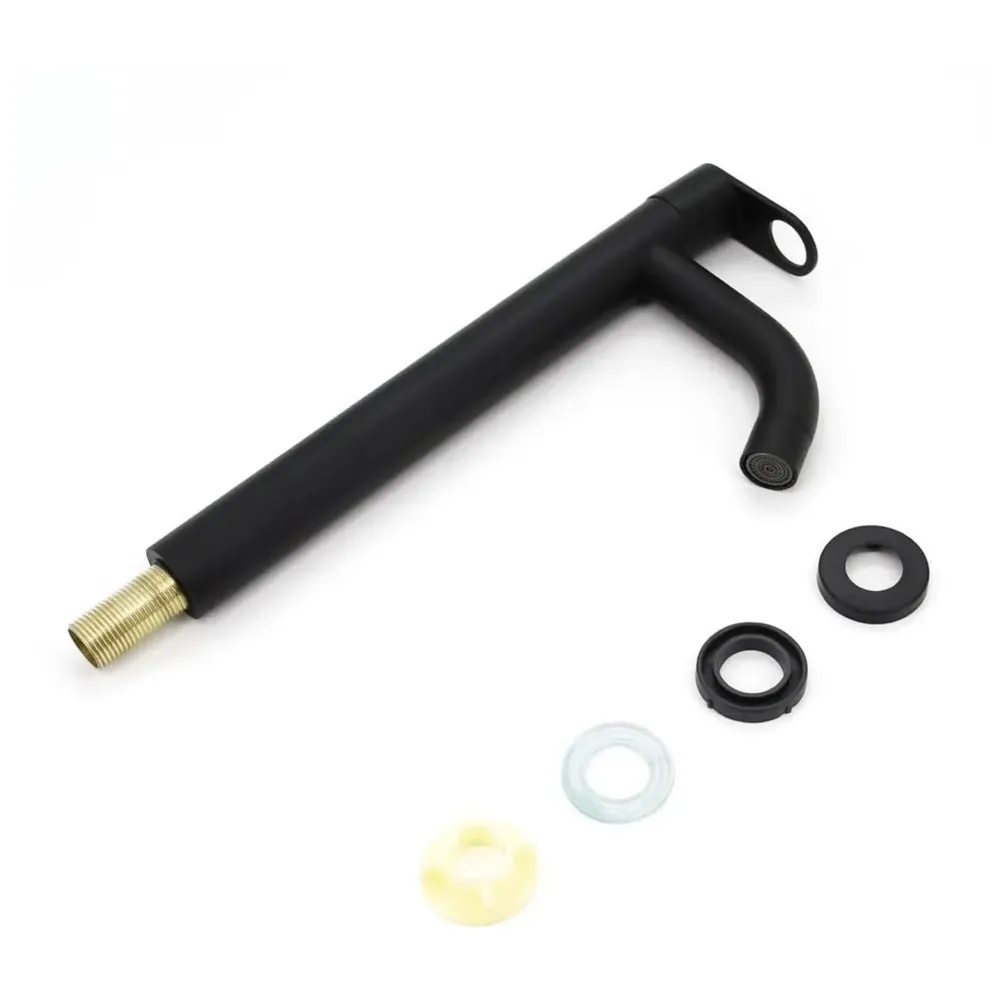 SS Extended Tall Body Pillar Cock 12''Tap Black Faucet Waterfall Single Lever, SS Material, for Wash Basin Bathroom 12 Inches Height - 6