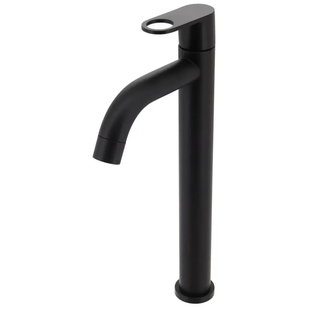 SS Extended Tall Body Pillar Cock 12''Tap Black Faucet Waterfall Single Lever, SS Material, for Wash Basin Bathroom 12 Inches Height