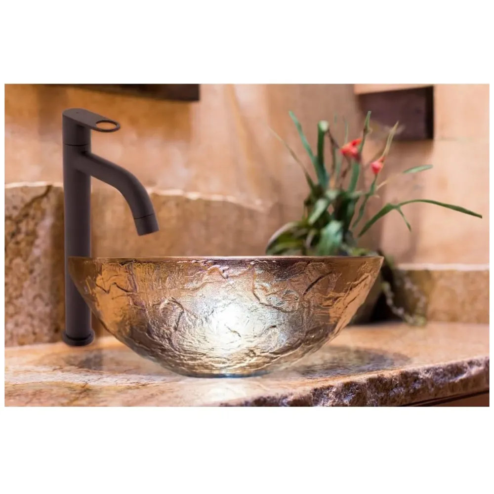 SS Extended Tall Body Pillar Cock 12''Tap Black Faucet Waterfall Single Lever, SS Material, for Wash Basin Bathroom 12 Inches Height