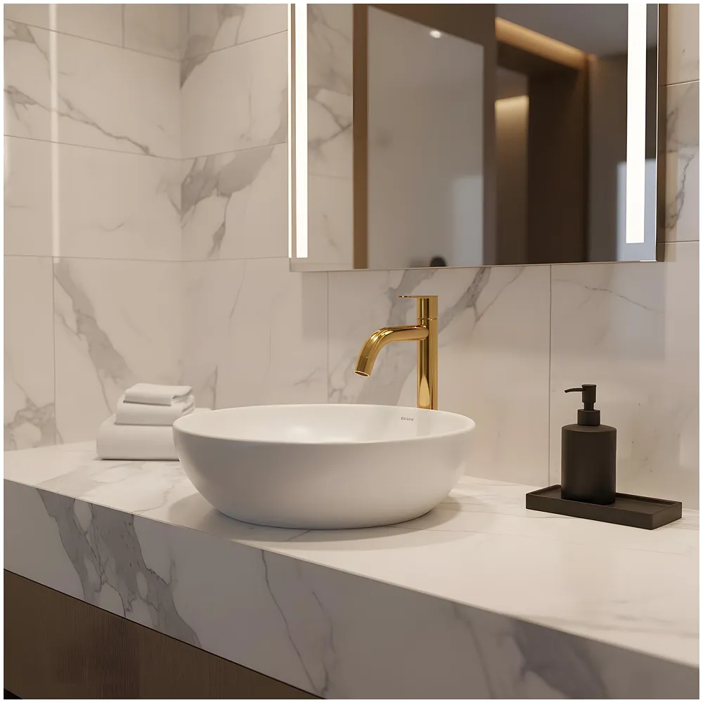 SS Extended Tall Body Pillar Cock 12'' Tap Rose Gold, Faucet, Waterfall, Single Lever, SS Material, Rosegold for Wash Basin, Bathroom 12 Inches Height