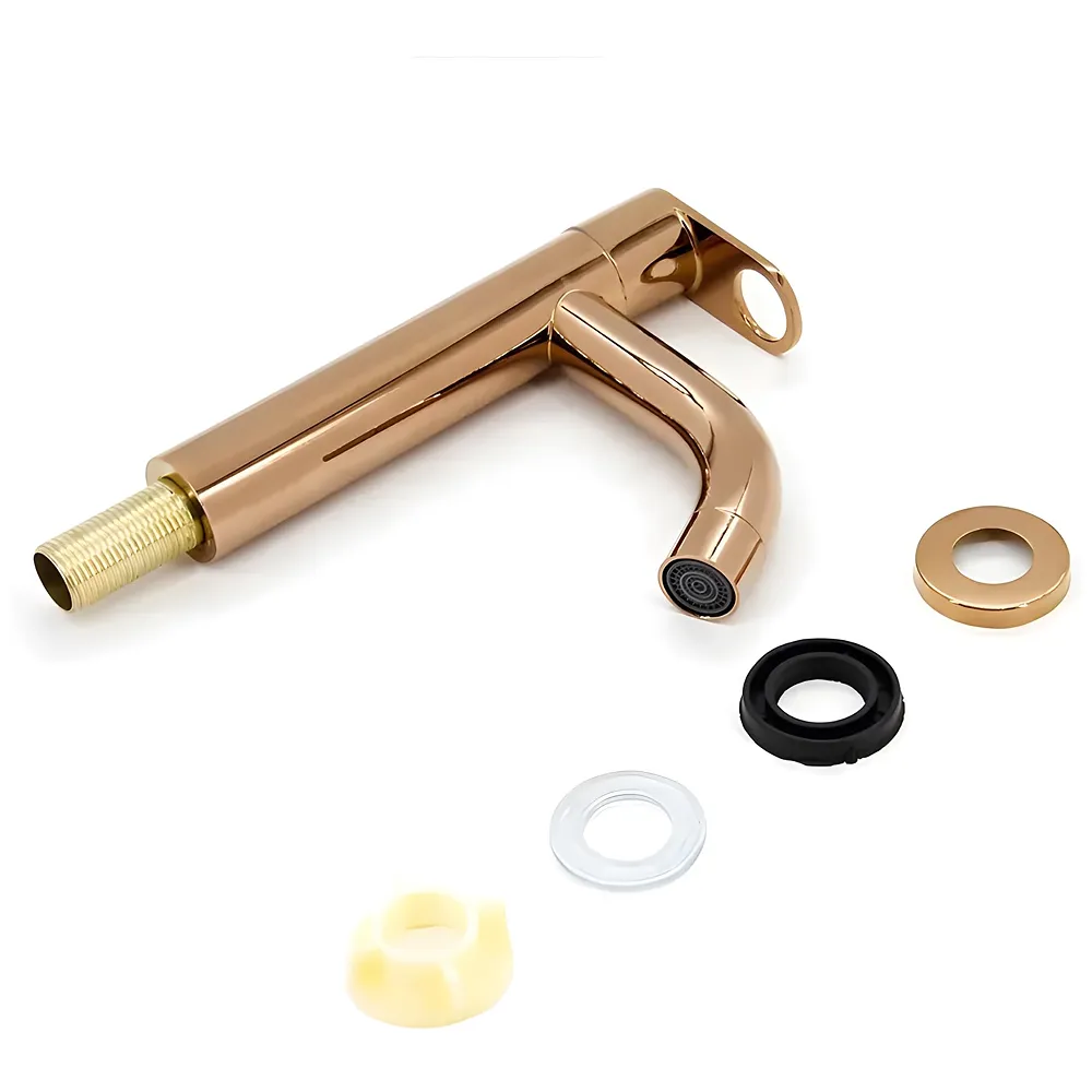 SS Extended Tall Body Pillar Cock 12'' Tap Rose Gold, Faucet, Waterfall, Single Lever, SS Material, Rosegold for Wash Basin, Bathroom 12 Inches Height