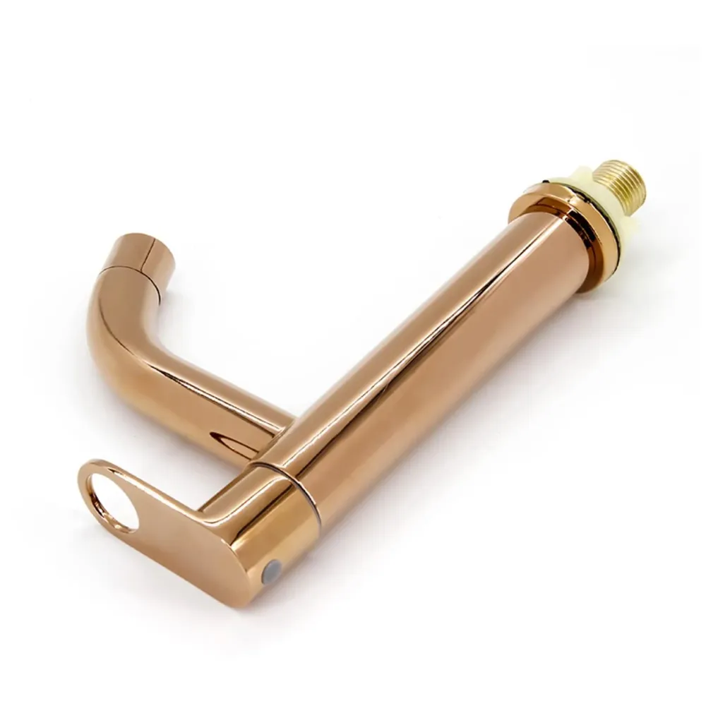 SS Extended Short Body Pillar Cock 7'' Tap Rose Gold Faucet Waterfall Single Lever, SS Material, Rosegold for Wash Basin Bathroom 7 Inches Height