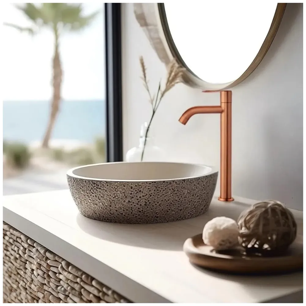 SS Extended Tall Body Pillar Cock 12'' Tap Rose Gold, Faucet, Waterfall, Single Lever, SS Material, Rosegold for Wash Basin, Bathroom 12 Inches Height