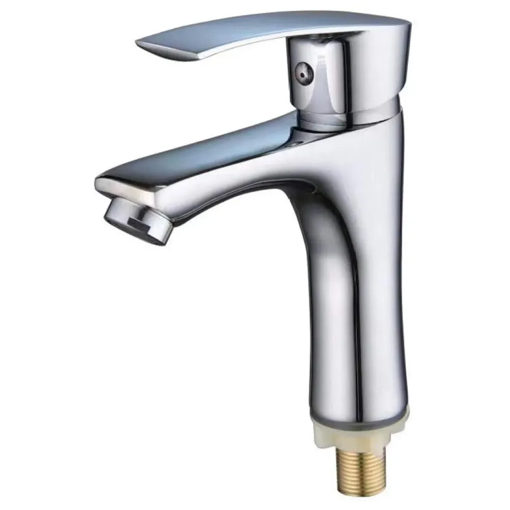 Brass Silver Chrome Single Lever Pillar Cock ~ Cold Water Only ~ 6 Inches Height Tap Faucet for Bathroom Toilet Wash Basin Long Lasting