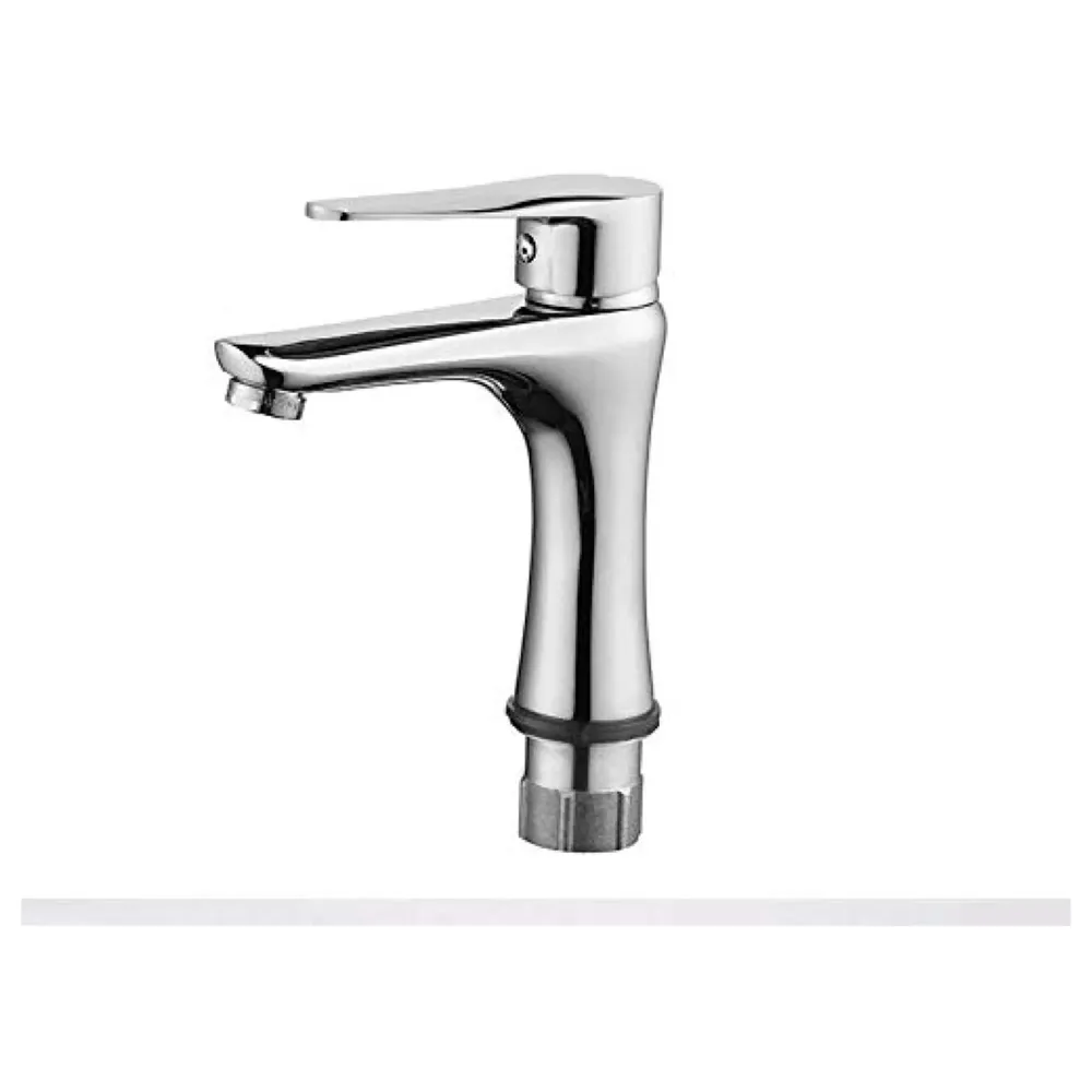 Brass Silver Chrome Single Lever Pillar Cock ~ Cold Water Only ~ 6 Inches Height Tap Faucet for Bathroom Toilet Wash Basin Long Lasting