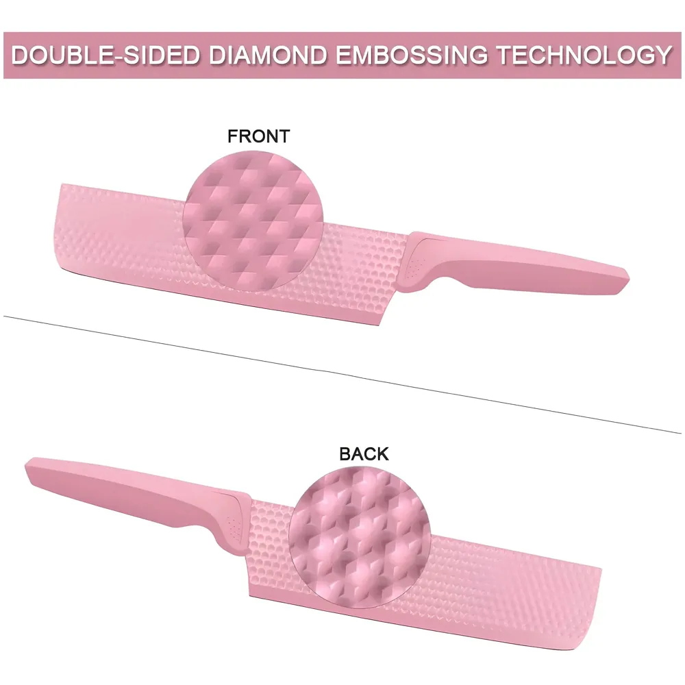 6 Pcs Knife Set Pink Knife with Groove Pattern Chef Knife High Carbon Stainless Steel Laser Knives Kitchen with Box