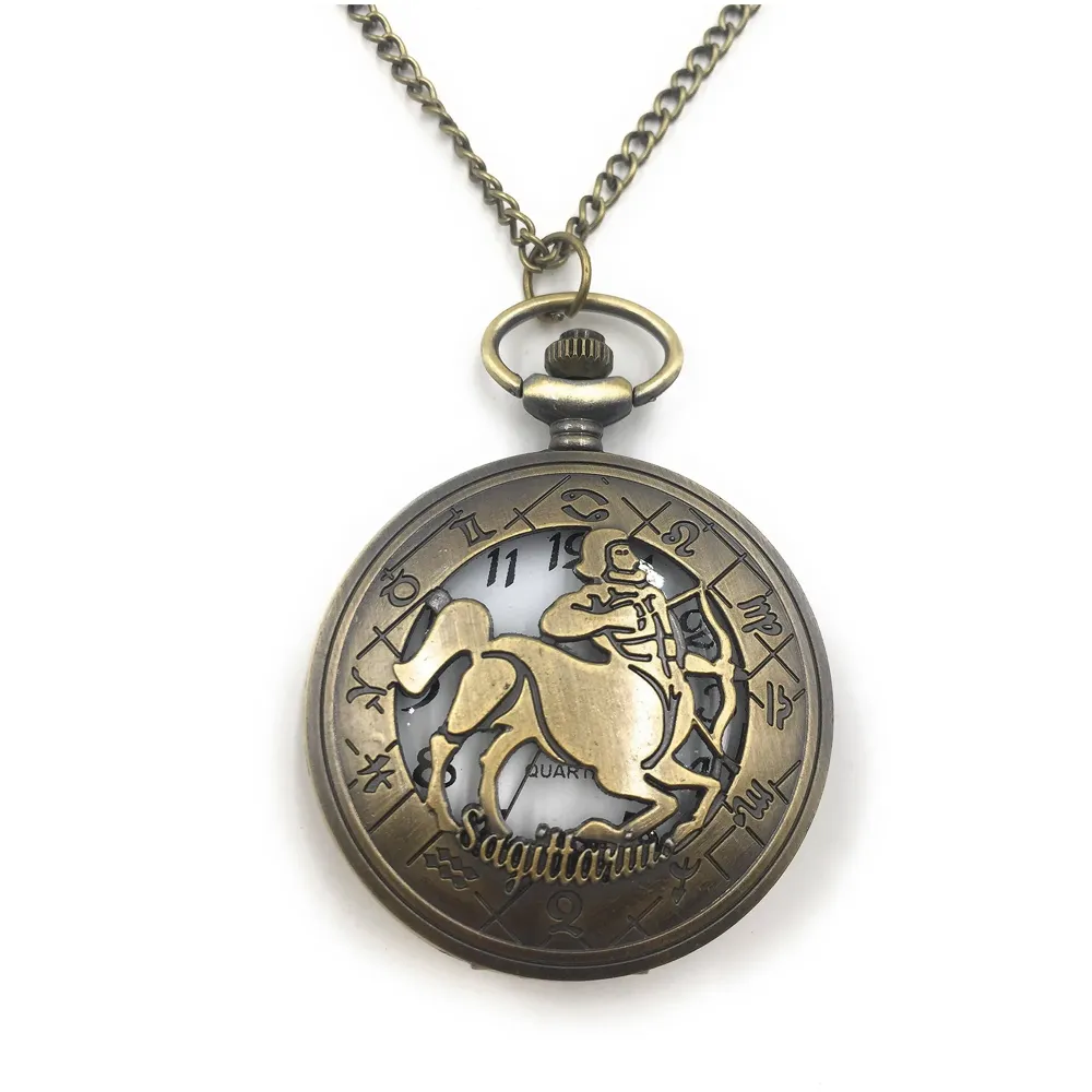 Antique Classic Sagittarius Vintage Quartz Pocket Watch Case Zodiac 4.5 cms Diameter November 22-December 21