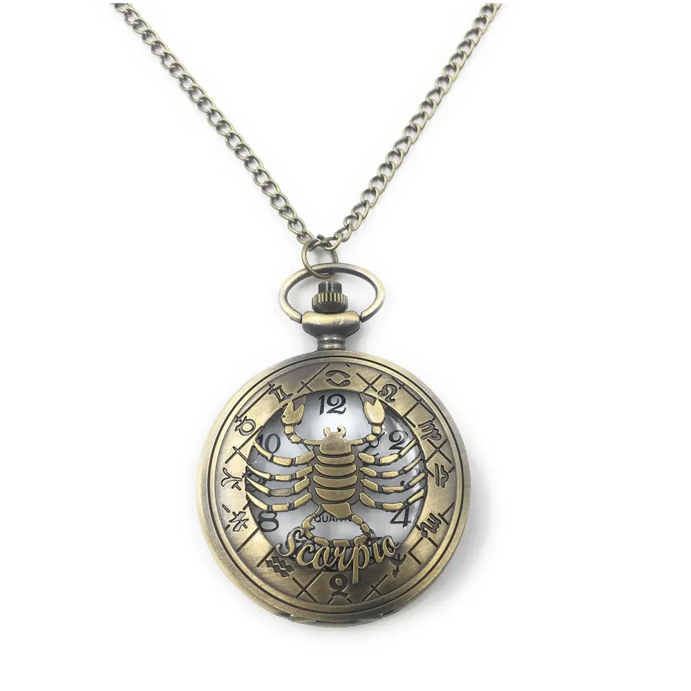 Antique Classic Scorpio Vintage Quartz Pocket Watch Case Zodiac 4.5 cms Diameter October 23-November 21