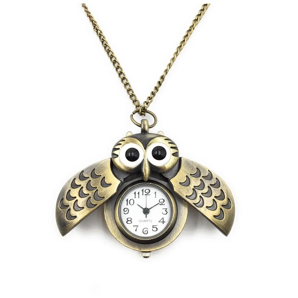 owl Pocket Watch Classic Vintage Retro Antique Owl Chain Pocket 2.5 Cms Diameter Pendent (Owl)