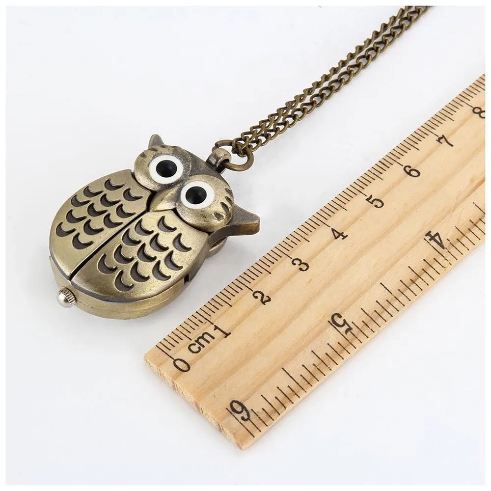owl Pocket Watch Classic Vintage Retro Antique Owl Chain Pocket 2.5 Cms Diameter Pendent (Owl)