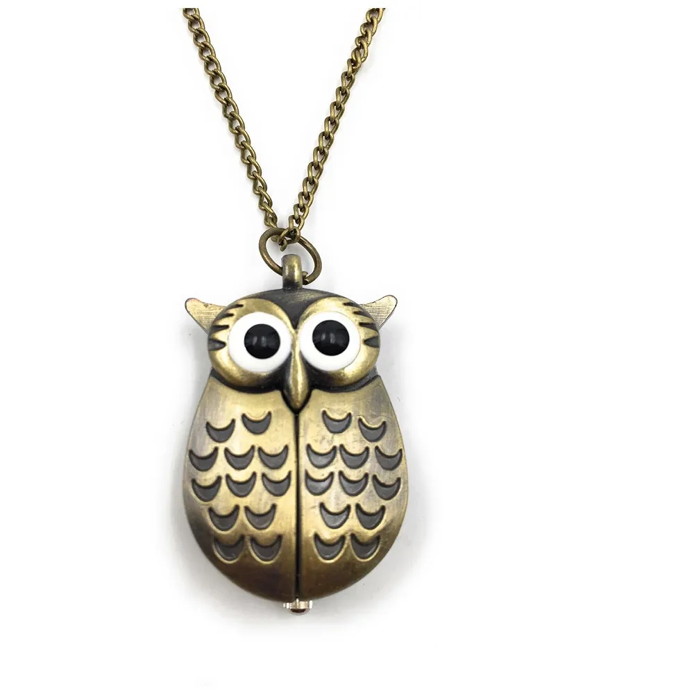owl Pocket Watch Classic Vintage Retro Antique Owl Chain Pocket 2.5 Cms Diameter Pendent (Owl)