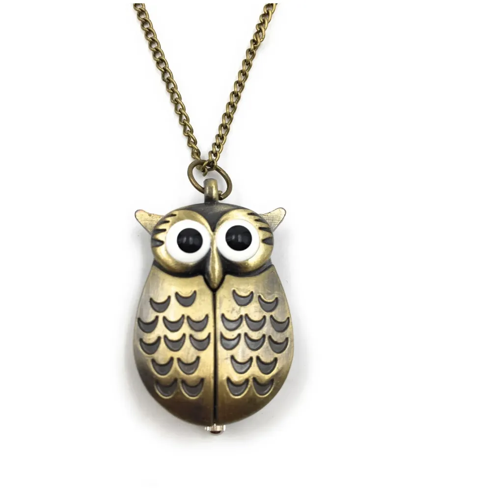 owl Pocket Watch Classic Vintage Retro Antique Owl Chain Pocket 2.5 Cms Diameter Pendent (Owl) - 5