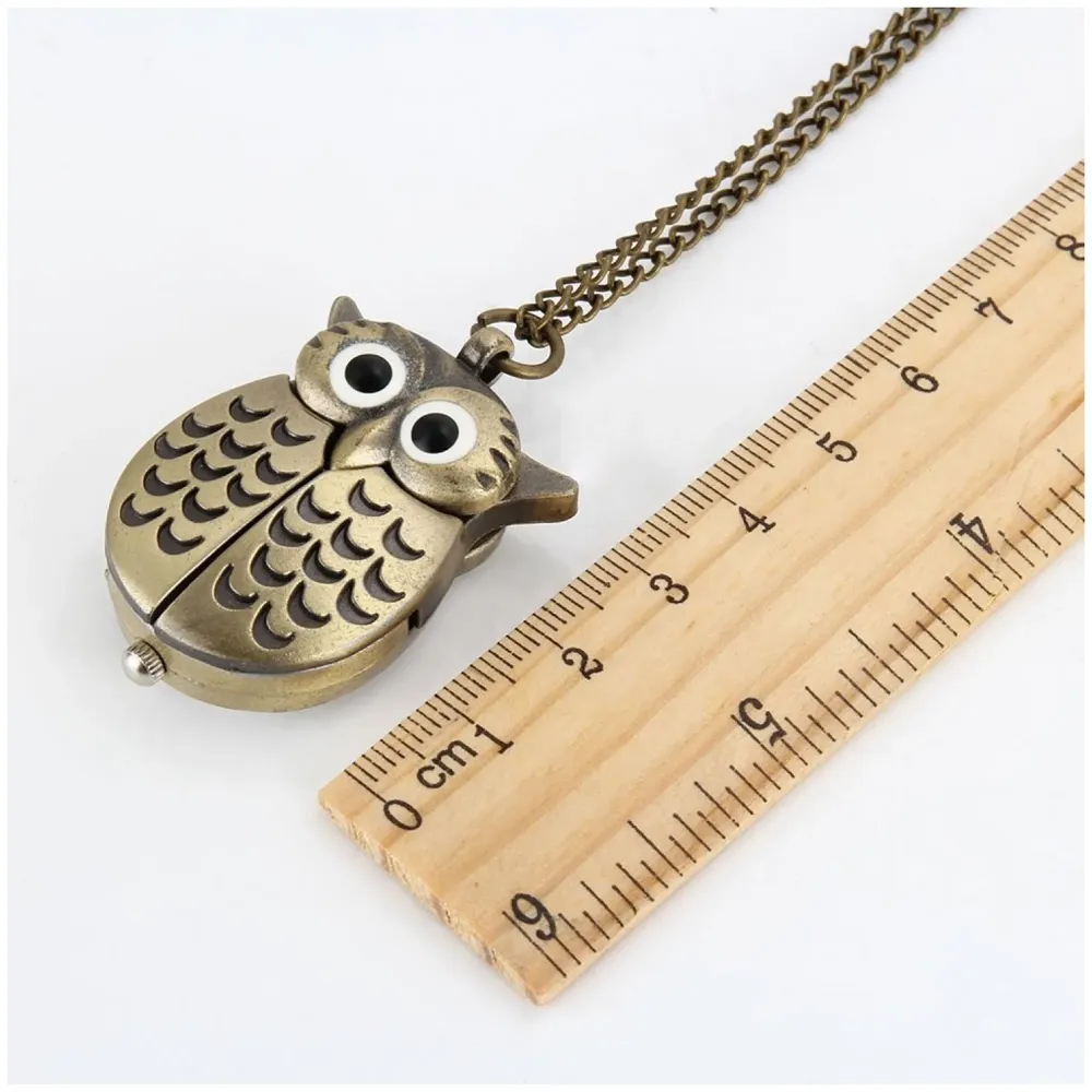 owl Pocket Watch Classic Vintage Retro Antique Owl Chain Pocket 2.5 Cms Diameter Pendent (Owl)
