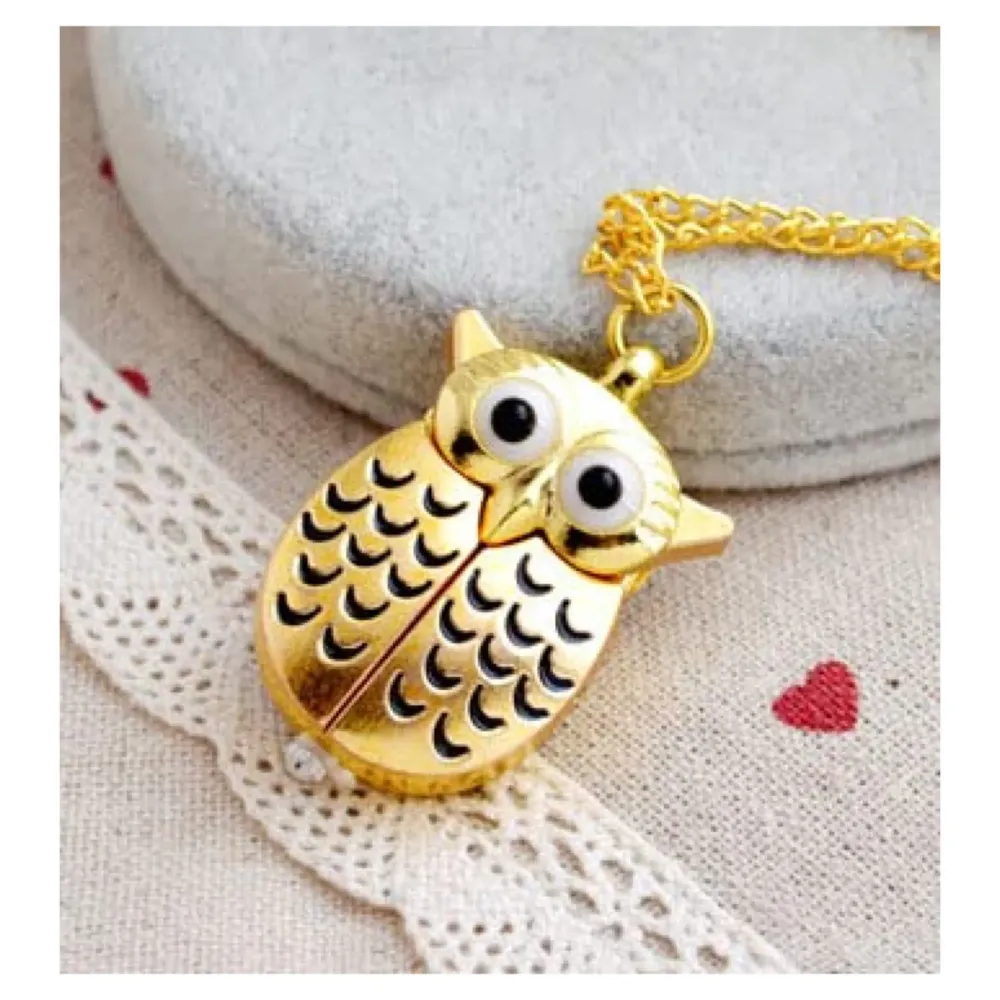 Gold Owl Pocket Watch Classic Vintage Retro Owl Chain Pocket 2.5 Cms Diameter Pendent