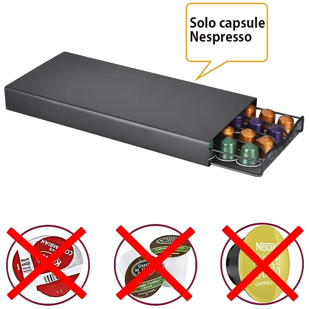 Coffee Capsule Holder Box For 40 Coffee Pods Compatible with Nespresso Pods | Espresso Pods Rack For Home & Office - Black - 37 cm x 17 cm x 5 cm. - 2