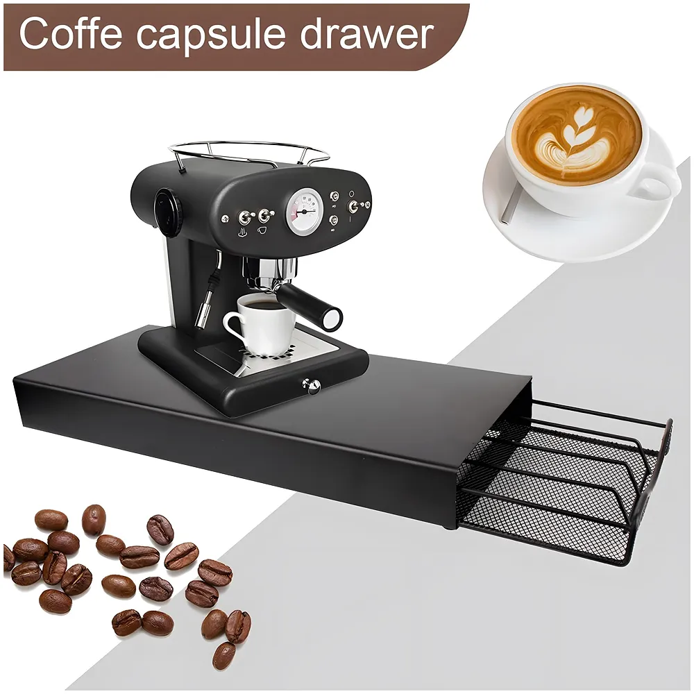 Coffee Capsule Holder Box For 40 Coffee Pods Compatible with Nespresso Pods | Espresso Pods Rack For Home & Office - Black - 37 cm x 17 cm x 5 cm.