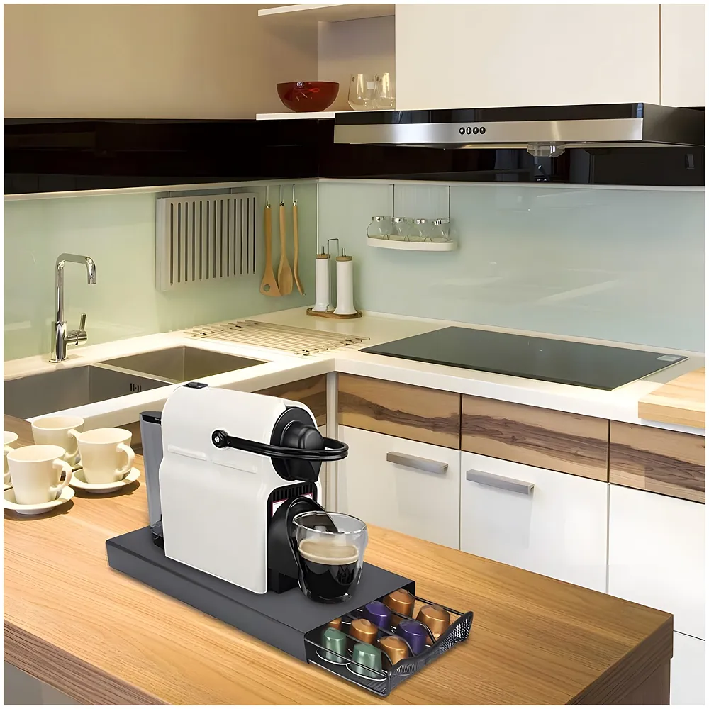 Coffee Capsule Holder Box For 40 Coffee Pods Compatible with Nespresso Pods | Espresso Pods Rack For Home & Office - Black - 37 cm x 17 cm x 5 cm.