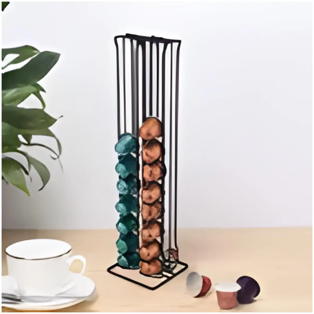 Coffee Capsule Holder For 40 Coffee Pods Compatible with Nespresso Pods | Espresso Pods Rack For Home & Office - Black - 37 cm x 10.5 cm x 9 cm. - 2