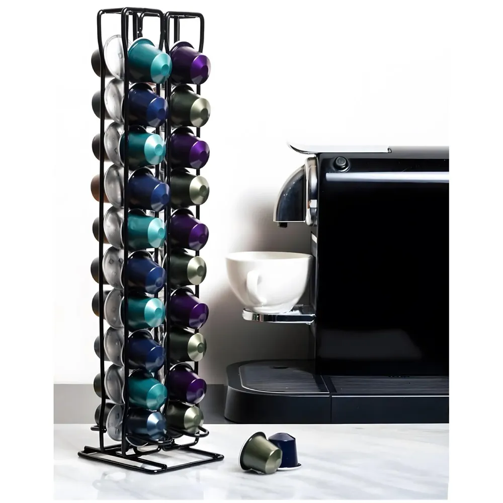 Coffee Capsule Holder For 40 Coffee Pods Compatible with Nespresso Pods | Espresso Pods Rack For Home & Office - Black - 37 cm x 10.5 cm x 9 cm. - 3
