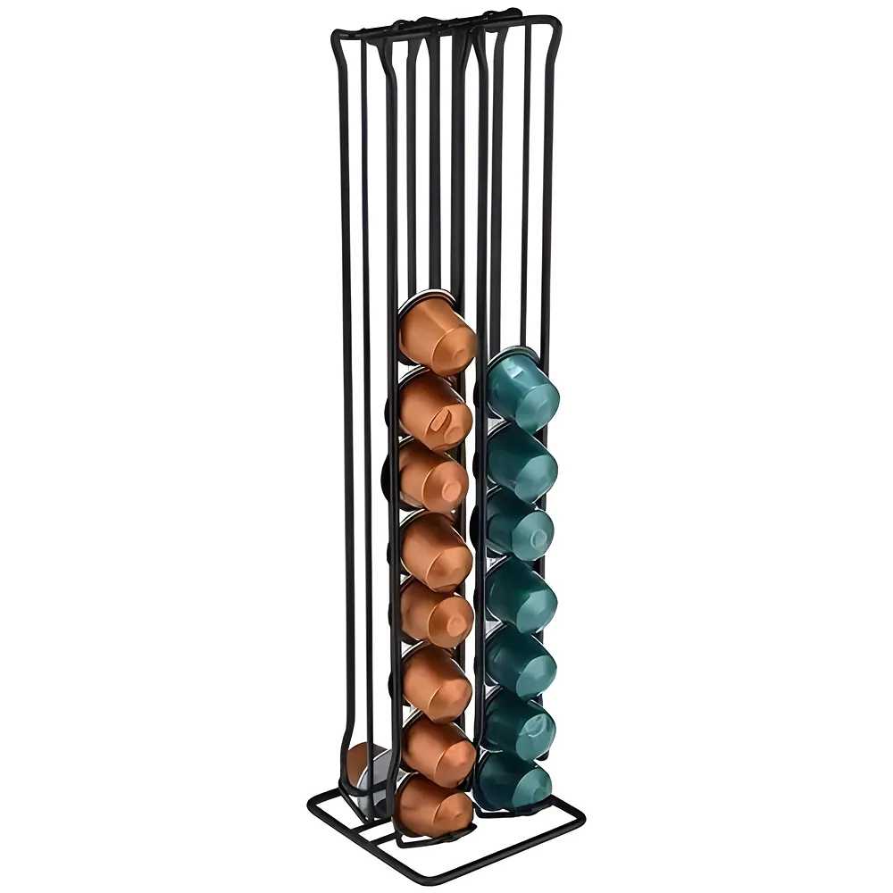 Coffee Capsule Holder For 40 Coffee Pods Compatible with Nespresso Pods | Espresso Pods Rack For Home & Office - Black - 37 cm x 10.5 cm x 9 cm.