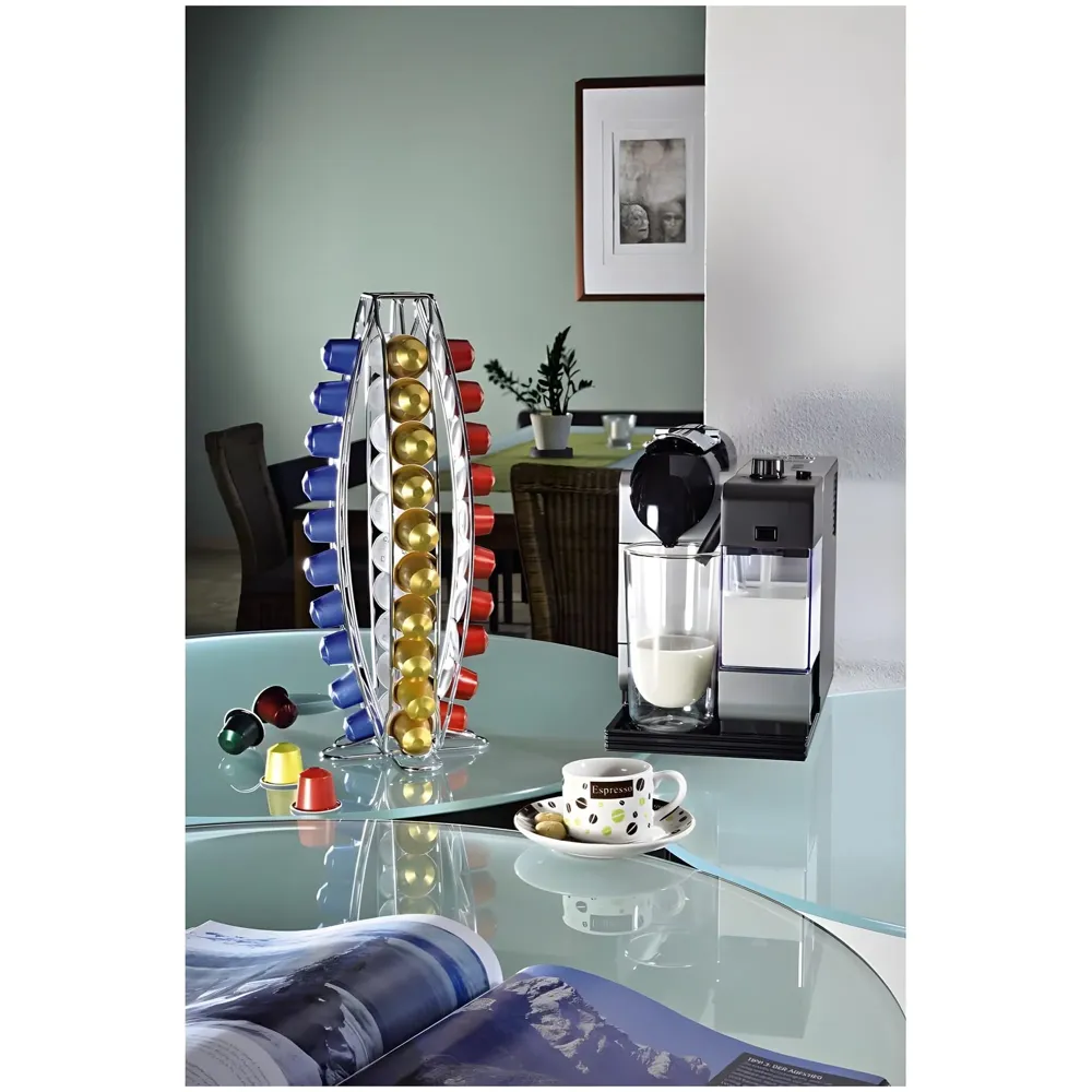Coffee Capsule Holder For 40 Coffee Pods Compatible with Nespresso Pods | Espresso Pods Rack For Home & Office - Silver - 40 cm x 17 cm x 9 cm. - 4