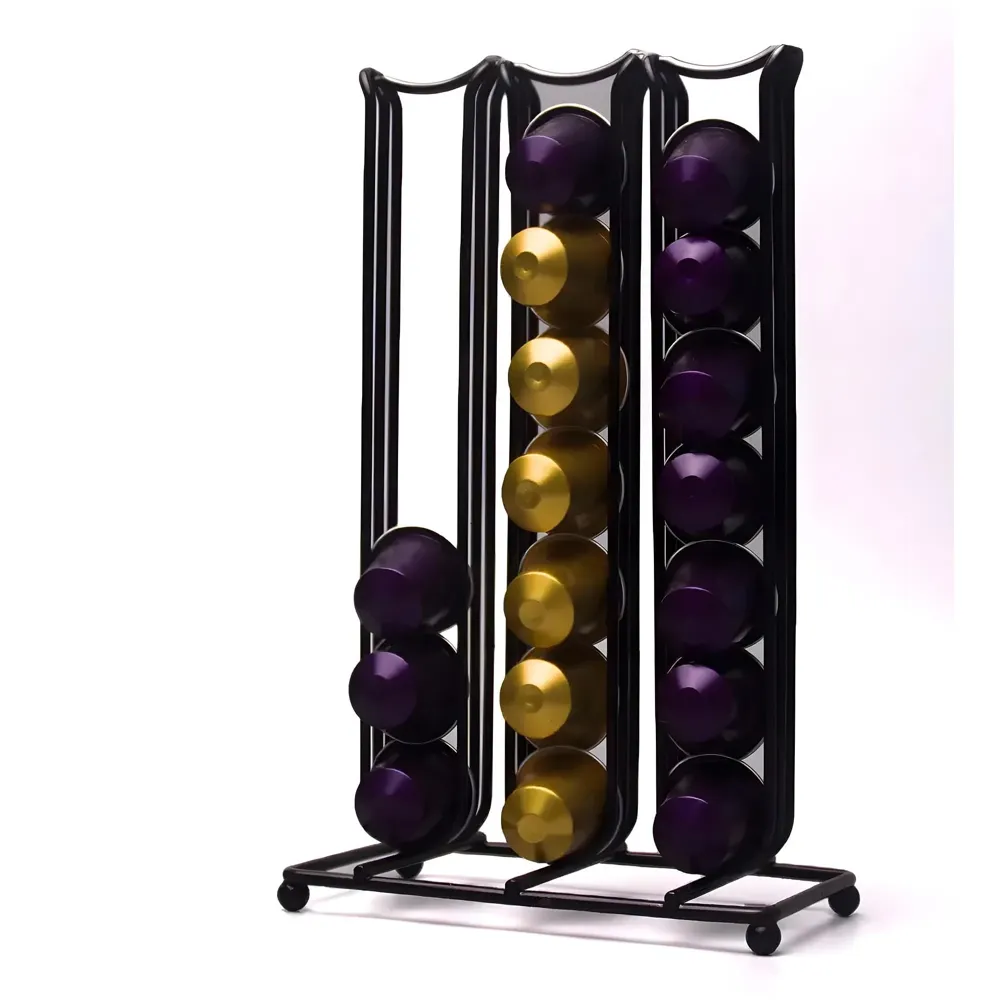 Coffee Capsule Holder For 42 Coffee Pods Compatible with Nespresso Pods | Espresso Pods Rack For Home & Office - Black - 26.5 cm x 16.5 cm x 9.5 cm.