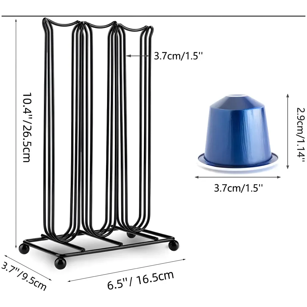 Coffee Capsule Holder For 42 Coffee Pods Compatible with Nespresso Pods | Espresso Pods Rack For Home & Office - Black - 26.5 cm x 16.5 cm x 9.5 cm. - 3