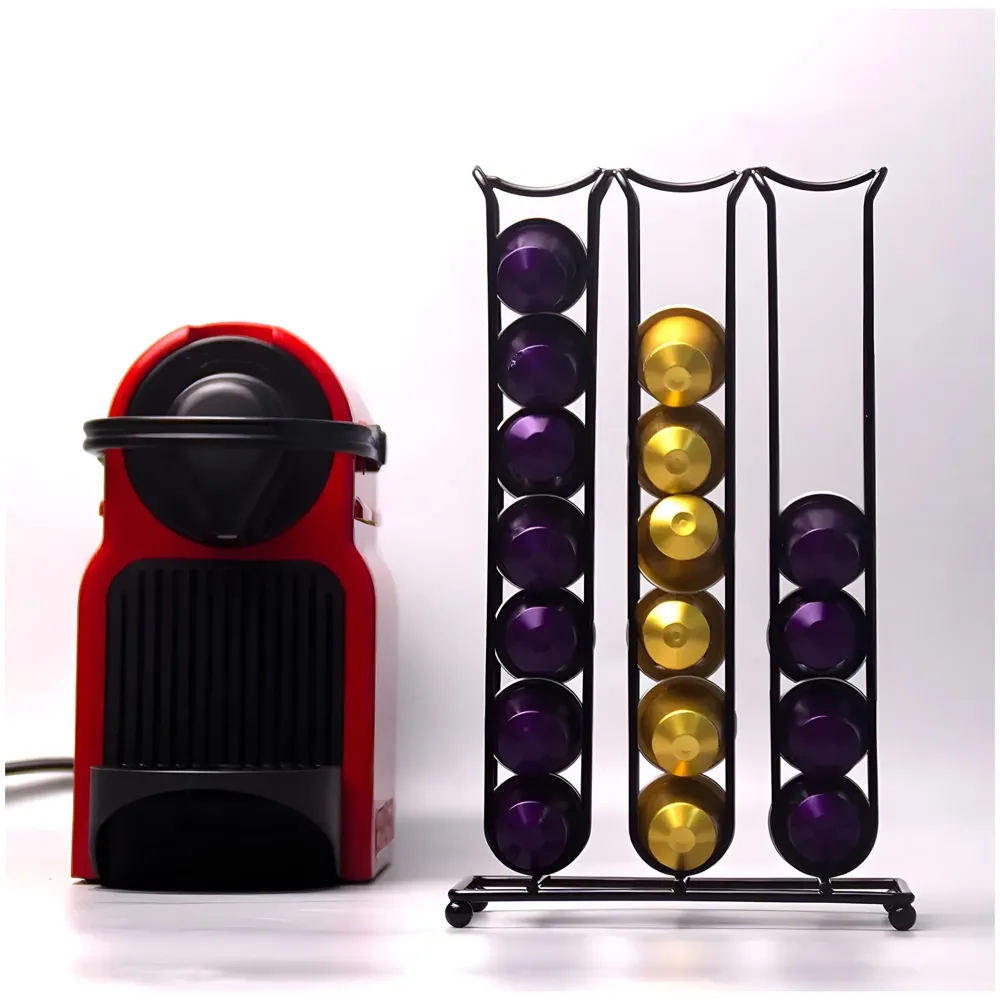 Coffee Capsule Holder For 42 Coffee Pods Compatible with Nespresso Pods | Espresso Pods Rack For Home & Office - Black - 26.5 cm x 16.5 cm x 9.5 cm. - 6