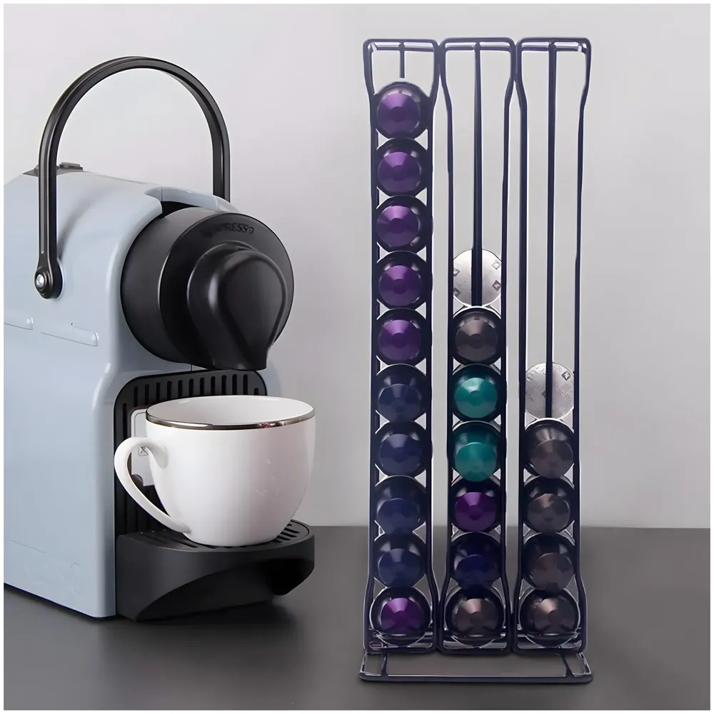 Coffee Capsule Holder For 60 Coffee Pods Compatible with Nespresso Pods | Espresso Pods Rack For Home & Office - Black - 37 cm x 13.5 cm x 9 cm. - 3