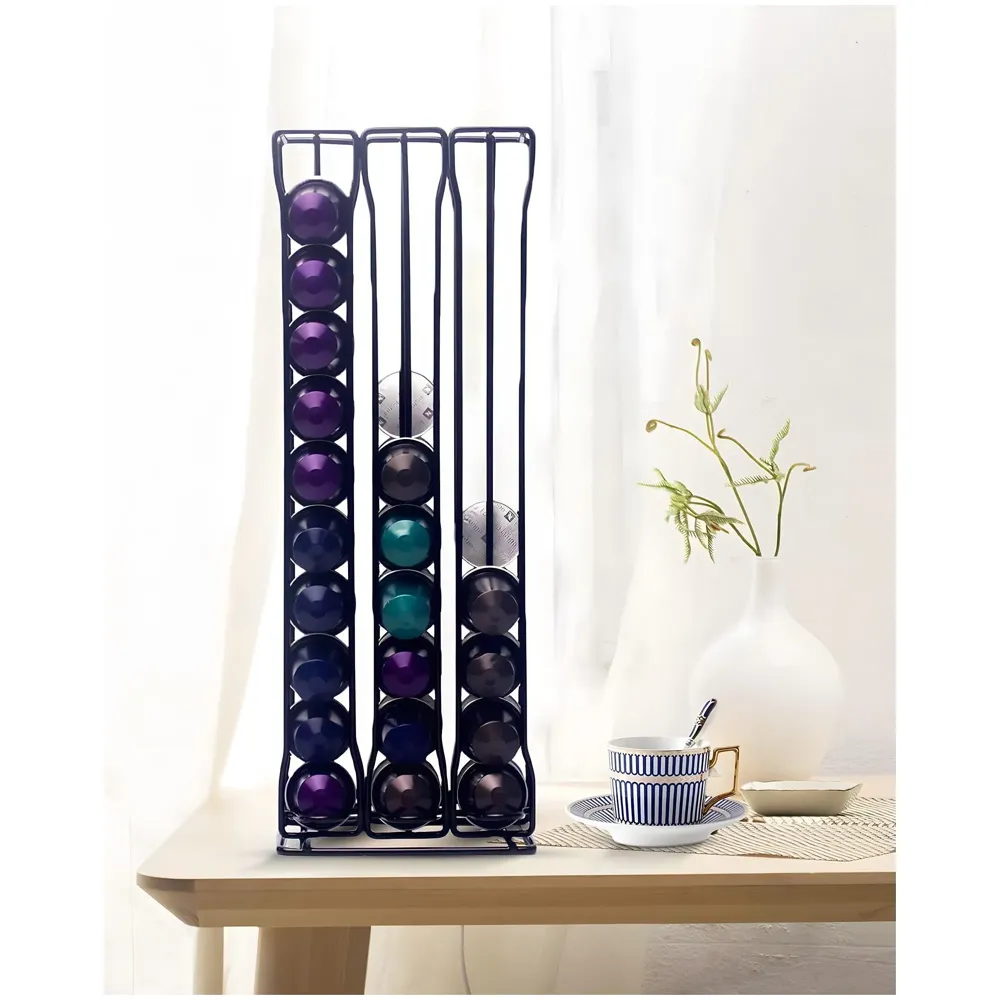 Coffee Capsule Holder For 60 Coffee Pods Compatible with Nespresso Pods | Espresso Pods Rack For Home & Office - Black - 37 cm x 13.5 cm x 9 cm. - 4