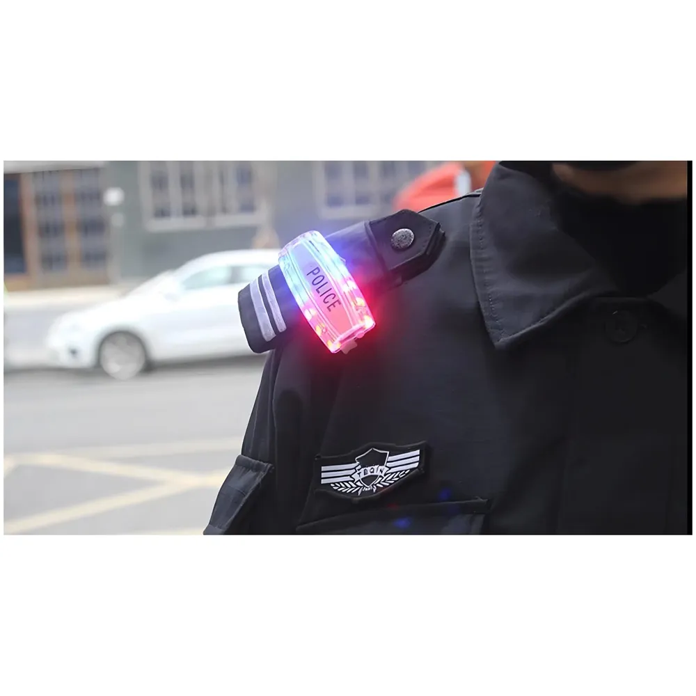 2 Pcs Police Shoulder Light Blinker, Blue and Red Warning Strobe, Safety LED Flashing Flashlight for Outdoor Rescue, Traffic, Patrols, Cycling, Night Run Emergency