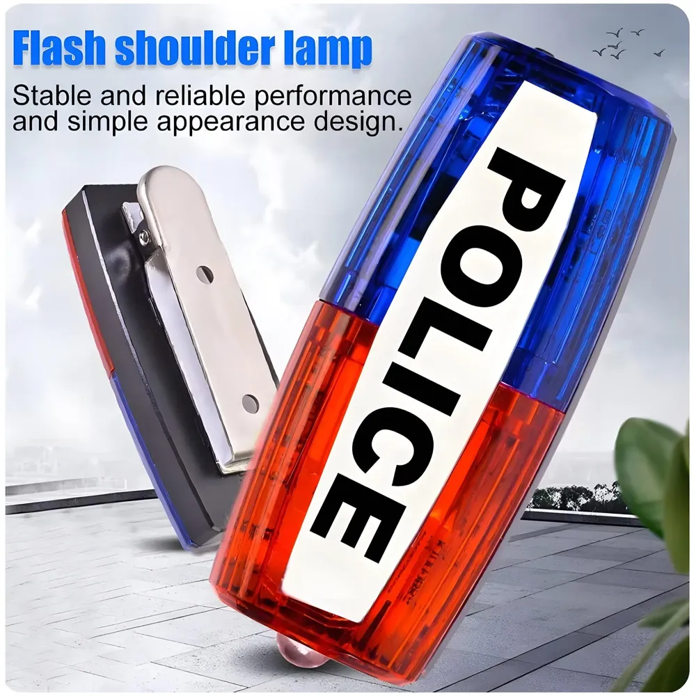 2 Pcs Police Shoulder Light Blinker, Blue and Red Warning Strobe, Safety LED Flashing Flashlight for Outdoor Rescue, Traffic, Patrols, Cycling, Night Run Emergency