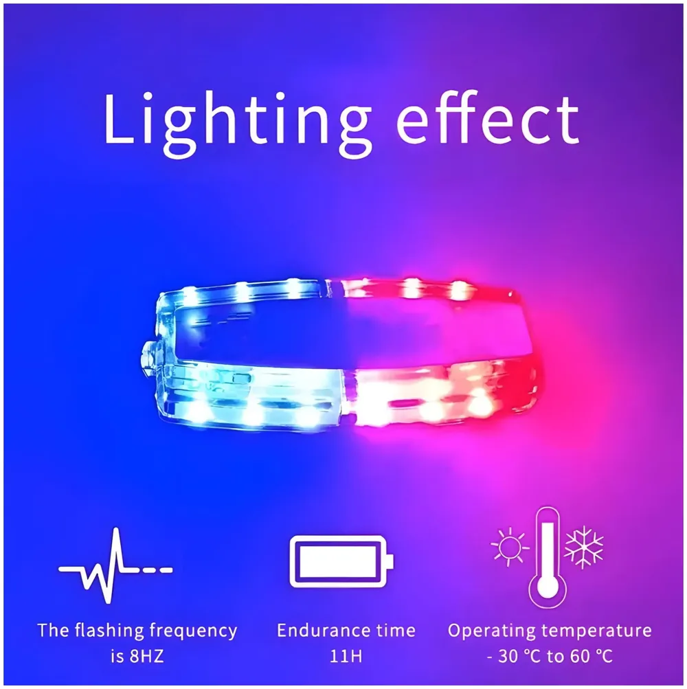 2 Pcs Police Shoulder Light Blinker, Blue and Red Warning Strobe, Safety LED Flashing Flashlight for Outdoor Rescue, Traffic, Patrols, Cycling, Night Run Emergency