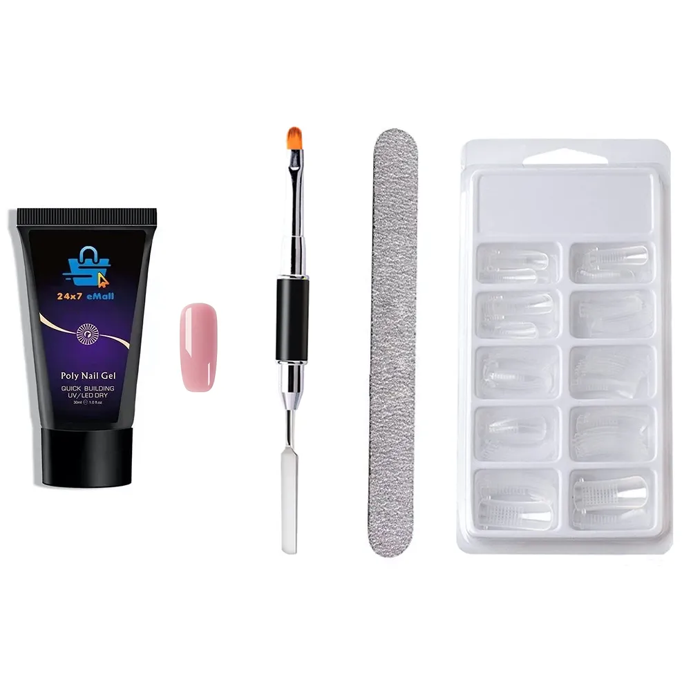 Gel Acrylic Poly Nail Gel Nail Gel Extension Set Kit, Spatula, Buffer, 100pcs Fake Nails Premium